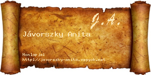 Jávorszky Anita névjegykártya
