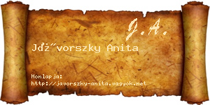 Jávorszky Anita névjegykártya